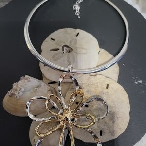 Silver & gold  flower choker set